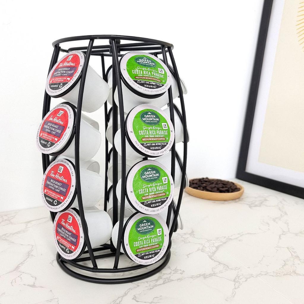 360 Rotating Coffee Pod Holder for K-Cup, 20 Capsule Capacity Carousel Tower, Kitchen Countertop Storage Organizer Rack Stand