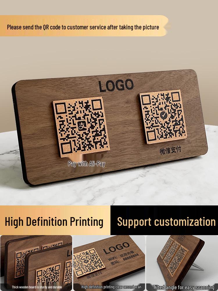 Soporte de Exhibición de Código QR Acrílico Personalizado para Pagos Alipay y WeChat