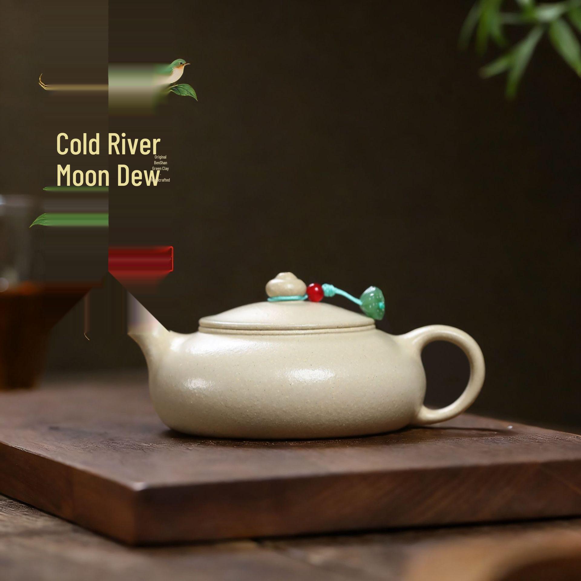 Artisan Handmade Yixing Zisha Teapot - Benshan Green Clay Cold River Moon Dew Infuser 150CC