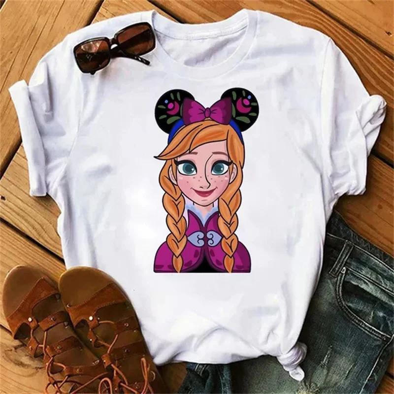 Unisex Snow White Princess T-shirt Cute Cartoon The Princesses White Tops Tshirt Streetwear T Shirts Clothes