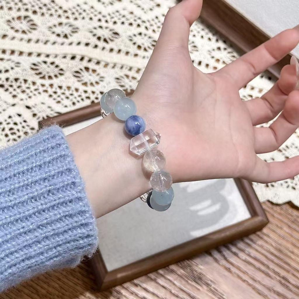 Natural Crystal Multi-Gem Bracelet Blue Series Aquamarine and Blue Crystal Energy Unisex Bracelet Business Gifts