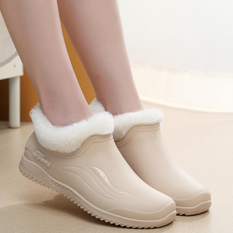 European and American Shallow Mouth Rain Shoes Female Internet Celebrity Fashion Low-top Short Tube Non-slip Waterproof Shoes Kitchen Work Rubber Shoe