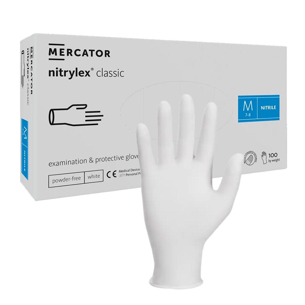 Nitrile Gloves White Mercator Nitrylex Classic White 100 Pieces