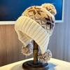 Women S Ethnic Style Knit Hat With Pom Pom Warm Earmuff Cute Autumn Winter Cold Hat