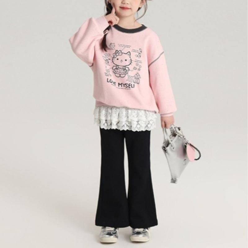 New Arrivals Girls' Fashion Casual Flared Trousers – Plain-coloured Knitted Loose-fit Trousers for Girls