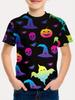 Halloween Printed T-Shirts Casual Round Neck Short-Sleeved Tops Summerand Children's Boys and Girls Fashion 3D Print Clothing