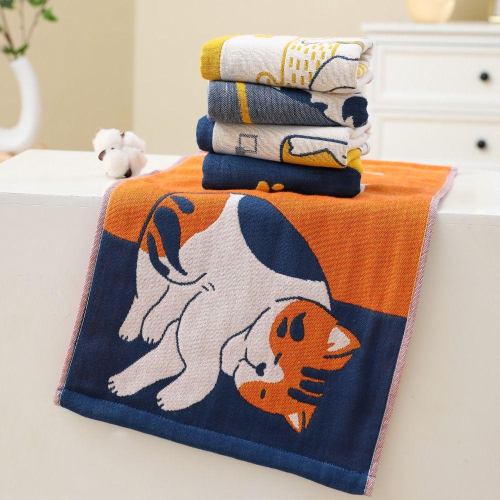 34x74cm Face Towels Cartoon Cat Bath Towel Cute Pure Cotton Dish Cloth for Kids Children