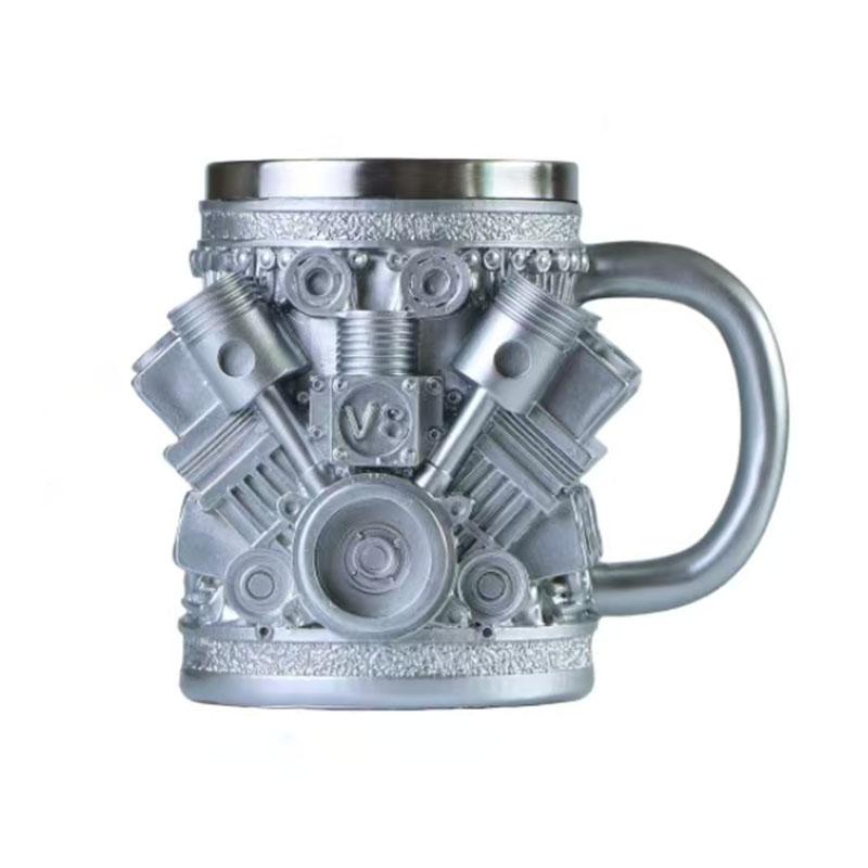 1pc V8 engine design stainless steel cups, mugs, coffee cups, decorations, ideal gifts for car enthusiasts v8 engine styling