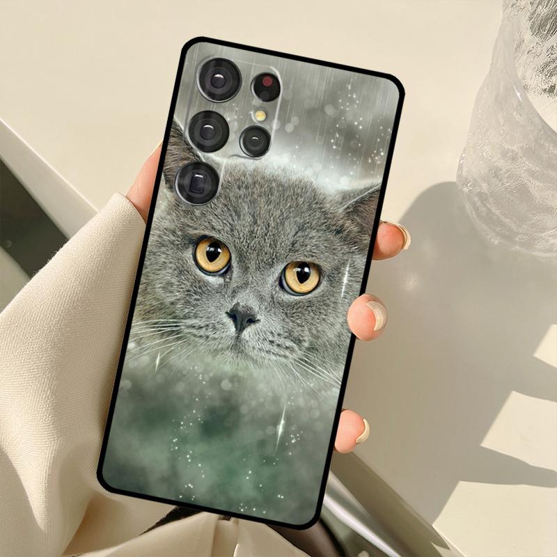 British Shorthair Cat Case For Samsung Galaxy S24 Ultra S21 S22 S23 S25 Ultra S9 S10 Plus S20 FE S25 FE Back Cover