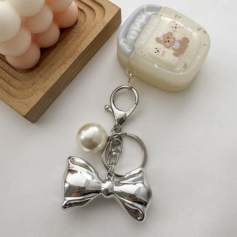 Y2K Große Perle Schleife Schlüsselanhänger Schlüsselring Für Frauen Mädchen Freundschaftsgeschenk Auto Handtasche Dekoration Handgemachter Schmuck