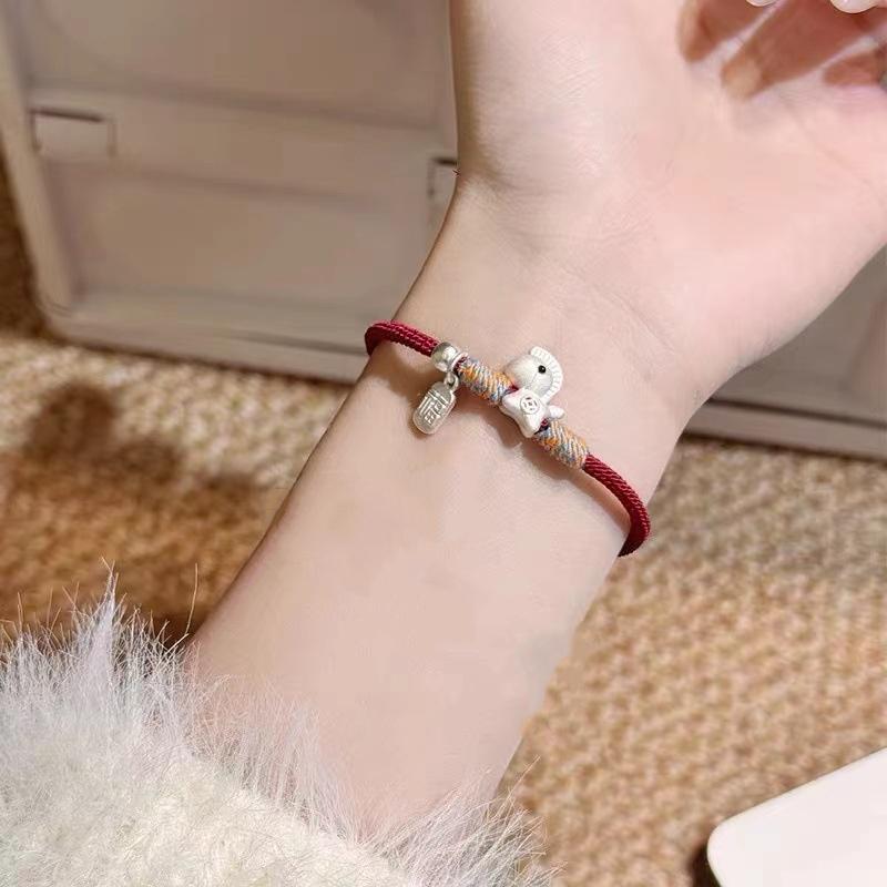 2026 Horse Year Red Lucky Woven Rope Bracelet For Women Chinese Style Horse Bracelets New Year Blessing Jewelry Gifts