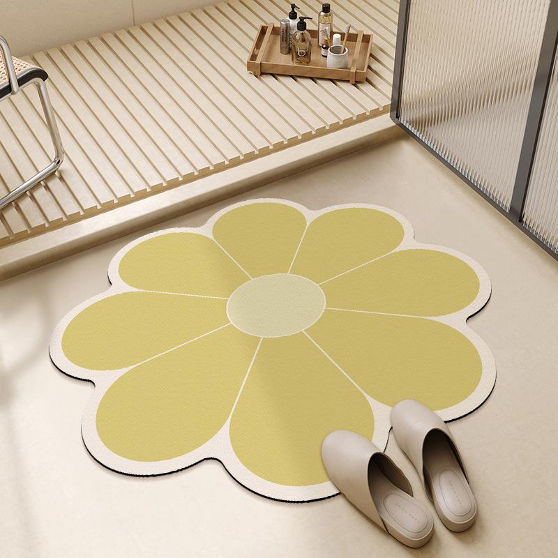Small and Fresh Flower Bathroom Anti-slip Mat Bathroom Sink Sink Water Absorbing Floor Mat Toilet Door Diatom Mud Floor Mat