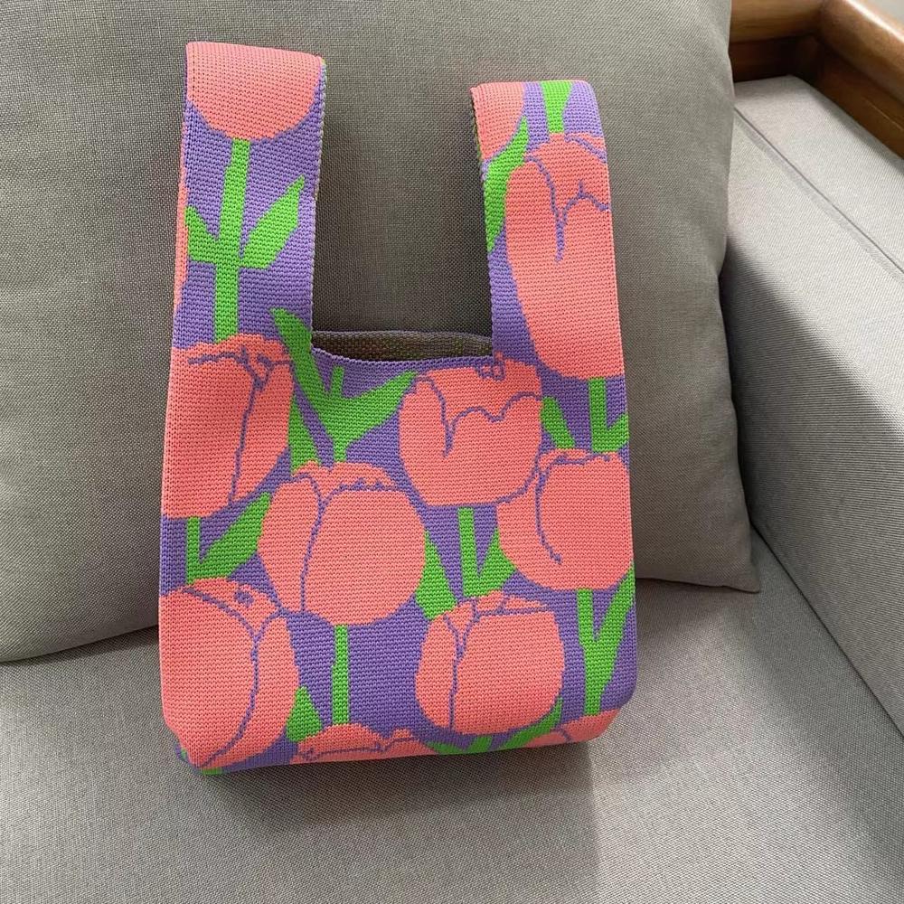 

Минималистская корейская цветочная вязаная сумка женская сумка через плечо модная вязаная крючком сумка женская женская тканая сумка для покупок женская сумка