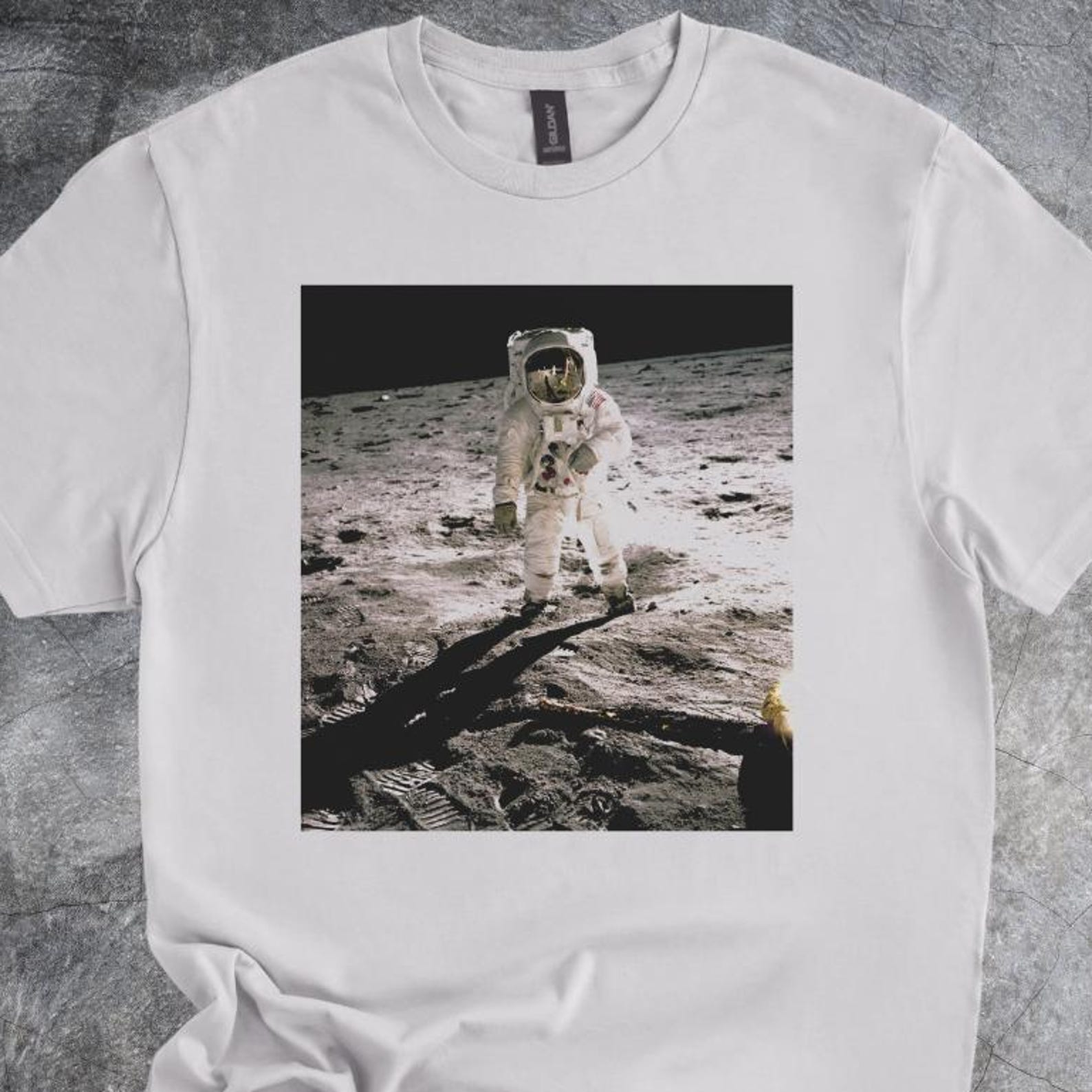Astronaut Moon Shirt Space Exploration Lunar Scene Apollo Graphic Tee Tshirt Light Gray 120