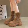 Spice Girl Hollow Western Cowboy Boots Women's 2025 Summer New Embroidered Thick Heel Vintage Maillard Mid-Leg Martin Boots