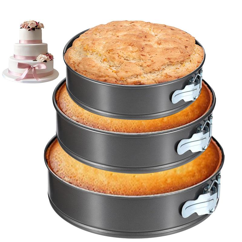 3Pack Professional Cheesecake Baking Molds Springform Pan Tin with Removable Bottom Nonstick Carbon Steel Cakes Mold Baking Tool