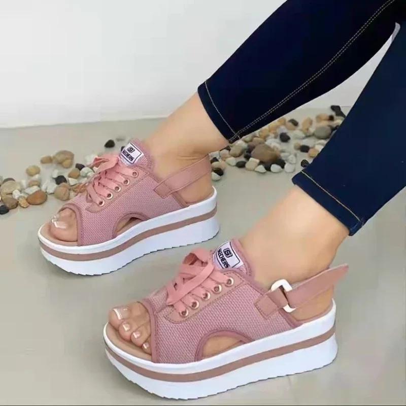 Platform Women Sandals Female Trend High-heeled Sandals Summer Beach New Open Toe Casual Shoes for Women Pantuflas De Mujer2024