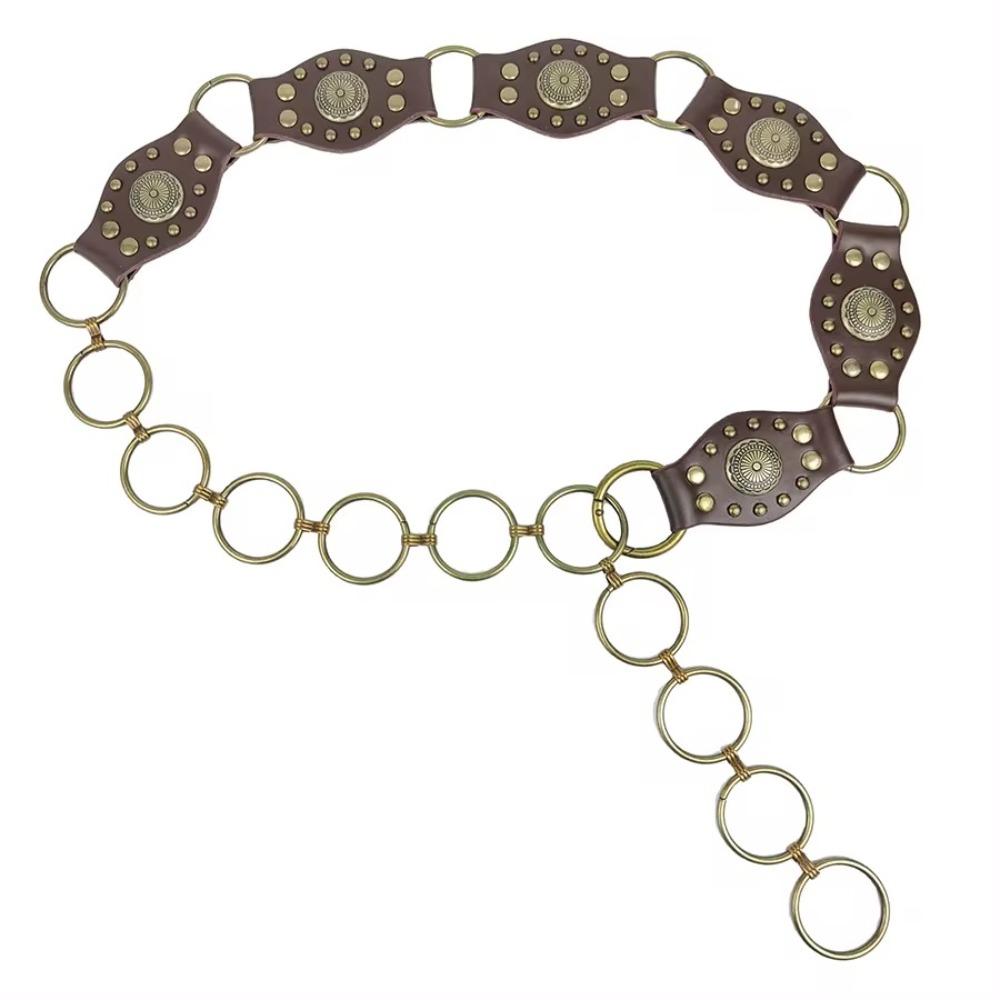 Luxury Design Punk Waistband Trendy Waist Strap Women Rivet Leather Belt