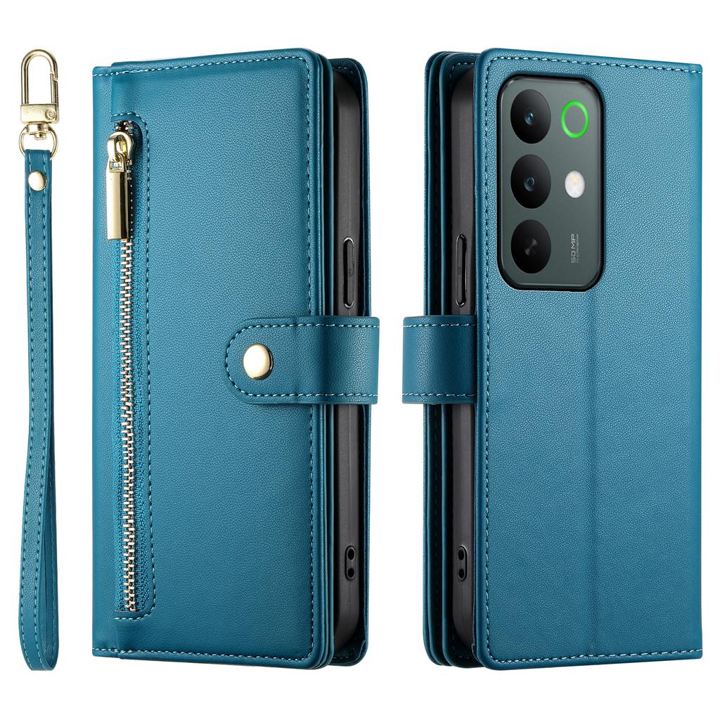 For Realme C85 Pro 4G Leather Case Zipper Pocket Wallet Phone Cover with Straps