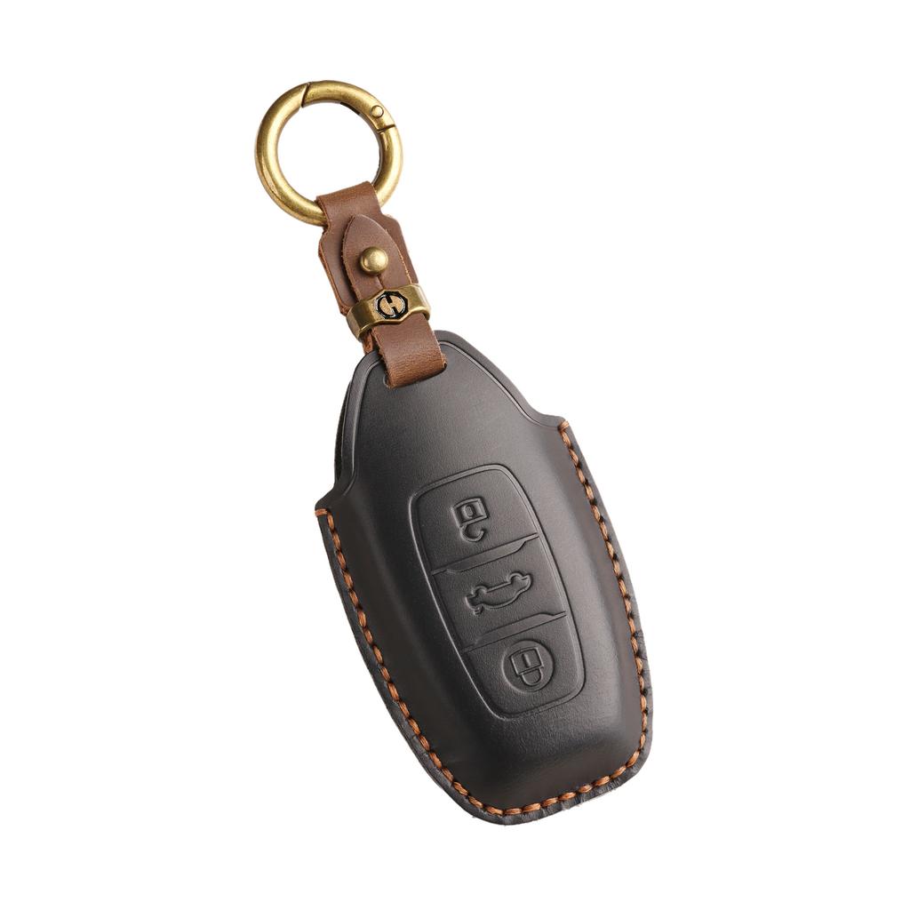 The Retro Key Cover Is Suitable for Hongqi H5 H7 Old Car Handmade Leather Key Protection Case Ring.