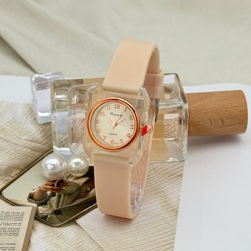 JYL Women's Watch Square Digital Student Casual Silicone Strap