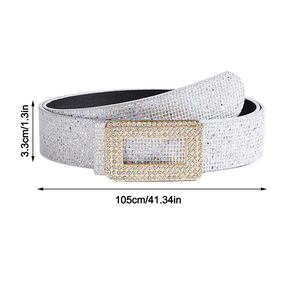 Luxury Style PU Leather Rhinestone Belt Wide Sparkling Glitter Women Waistband Versatile Glitter Waist Strap Women Fashion