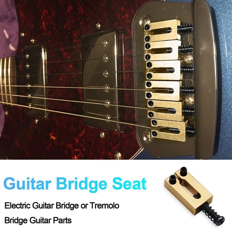 10.5mm Electric Guitar Set Tremolo Bridge Saddle Brass Flat Top Guitar Bridge Saddles with Wrench Electric Guitar Parts