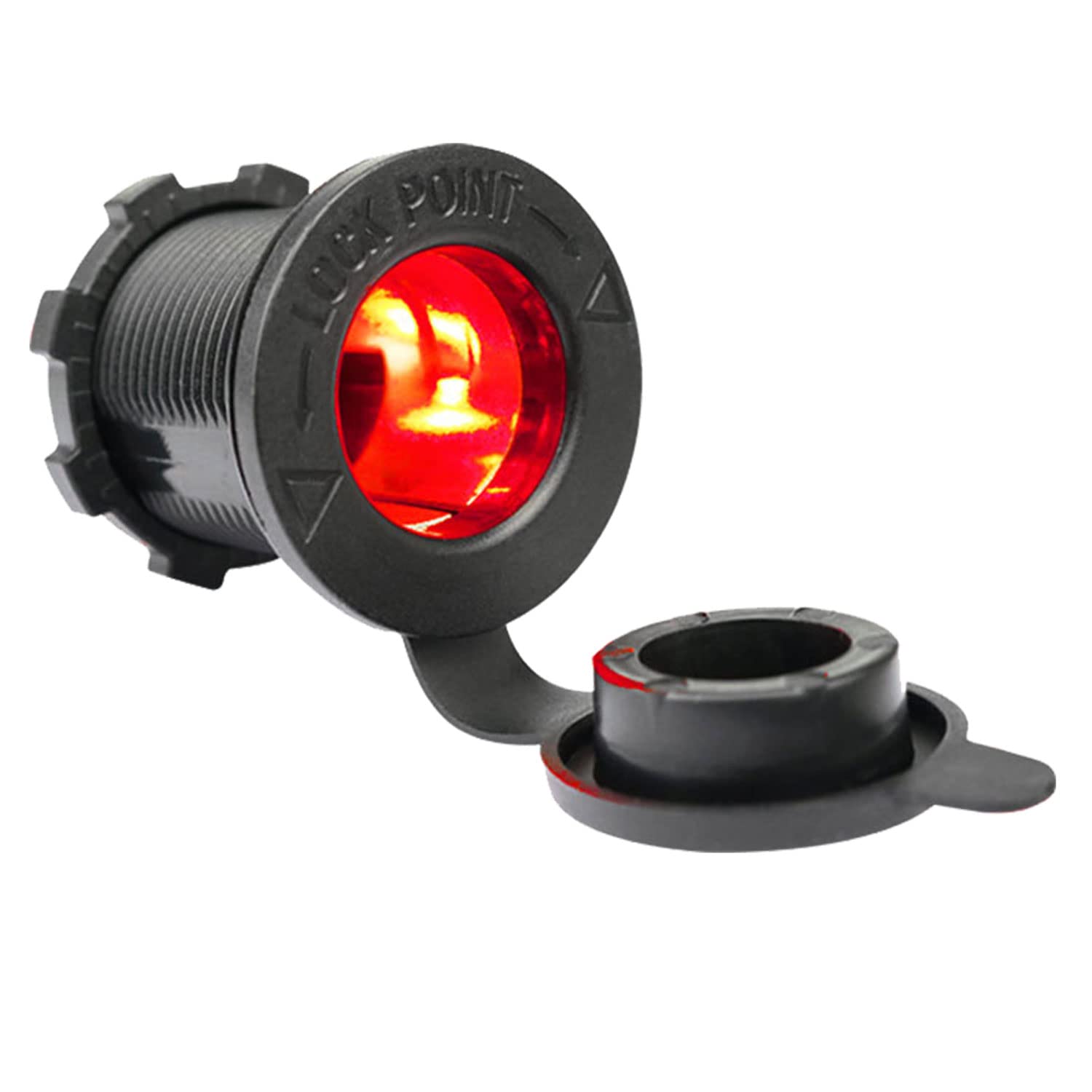 

MAXWIN KP-SI01-R Recessed Lighted Cigarette Lighter Socket, Modified, 12 V, 24 V, Car Charger, KP-SI01-R Cigarette Socket