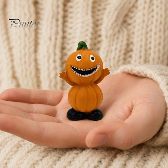 Eco-friendly Halloween Decor Pumpkin Figure Ornaments, Hand-Painted Resin Decorations with Unique Creative Display Expressions, Figurine for