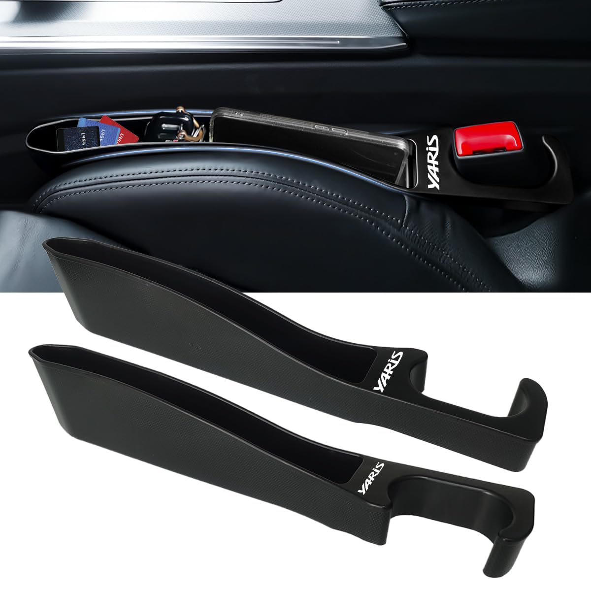 

Gap Cushions with Large Capacity Seat Side Storage Smartphone Charging Yaris Symmetrical Logo Side Gap Filler Fall Seat Passenger Seat Set of 2 [2025 чёрный