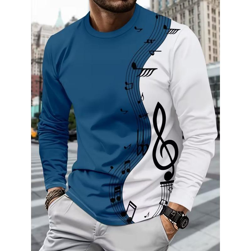 T-shirt Strumenti Musicali da Uomo Chitarra Pianoforte Stampa 3D Manica Lunga Tee Harajuku Y2k Tee Streetwear Top Oversize Abbigliamento Uomo
