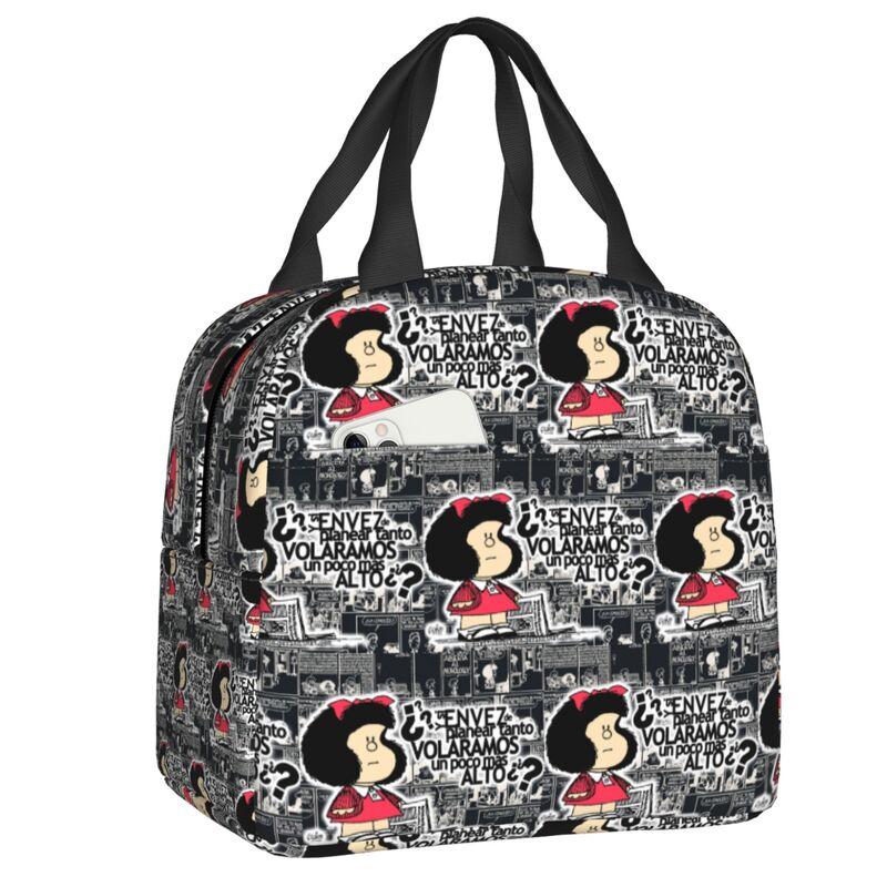Benutzerdefinierte Manga Quino Mafalda Lunchtasche Herren Damen Kawaii Cartoon Warm Kühlbox Isoliert Lunchbox für Erwachsene Büro
