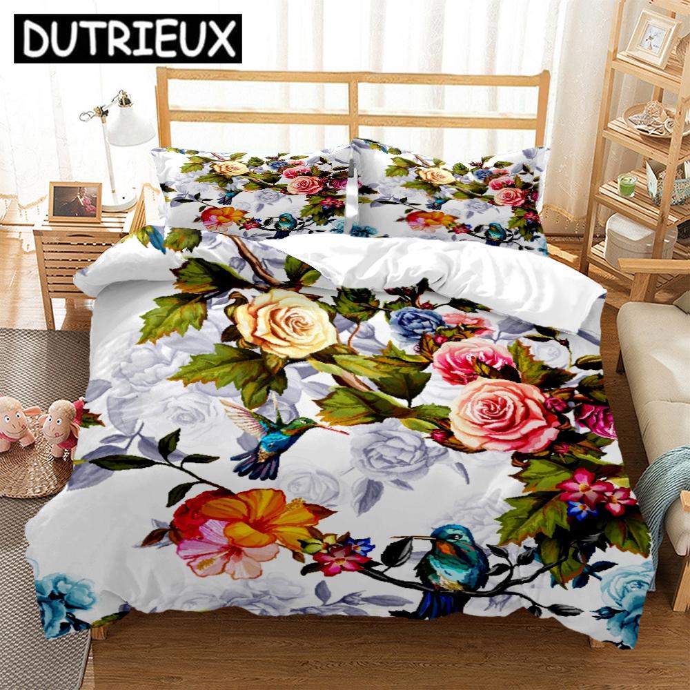 Rose Flower Art Print Three Piece Bedding Set Fashion Article Children Or Adults For Beds Quilt Covers Pillowcases Bedding Set