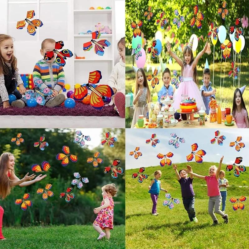 Random Color Magic Flying Butterfly Wind Up Toy Bookmark Internet Celebrity Colorful Butterfly Simulation Party Gift