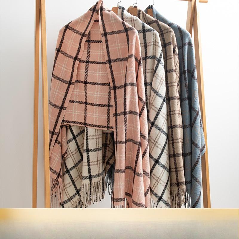 New Korean Style Imitation Cashmere Scarf Plaid Thickened Cold Proof Shawl Student Long Autumn and Winter Warm Scarf