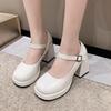Ins~ Thick Heel Mary Jane Shoes Women's Round Head 2025 Summer Casual Japanese Soft Girl Jk Uniform Small Leather Shoes High Heels
