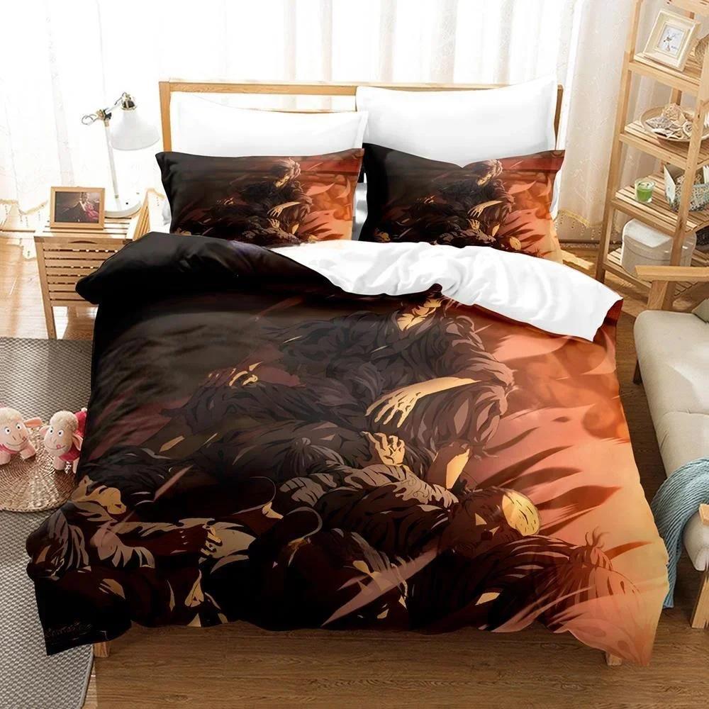 Fashion Anime Hell's Paradise: Jigokuraku Bedding Set Cartoon Three-piece Set Adult Kid Bedroom Duvet Cover Sets Home Textiles