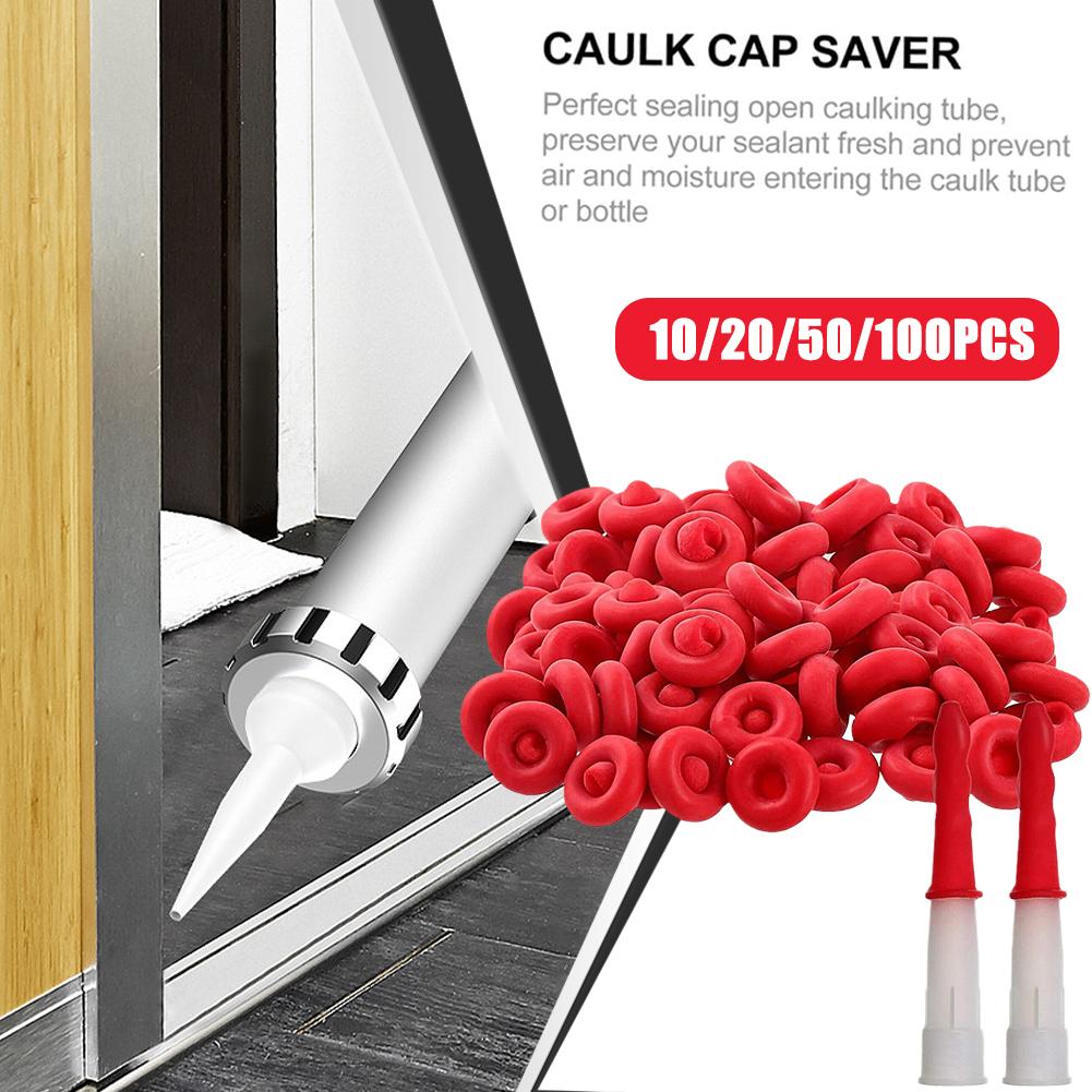 10/20pcs Caulk Cap Glass Glue Tip Sealing Cap Barrel Glue Mouth Protective Cover Caulking Gun Nozzles Cap Red Caulk Saving Cap
