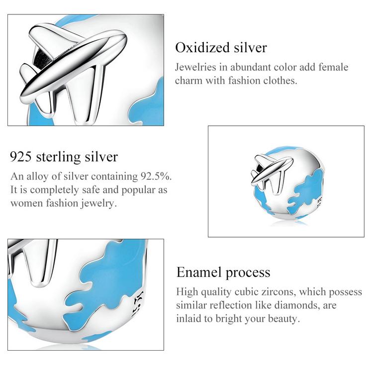 BAMOER 925 Sterling Silver Colorful Zircon Love Balloon Bear Pendant for Women Fine Jewelry