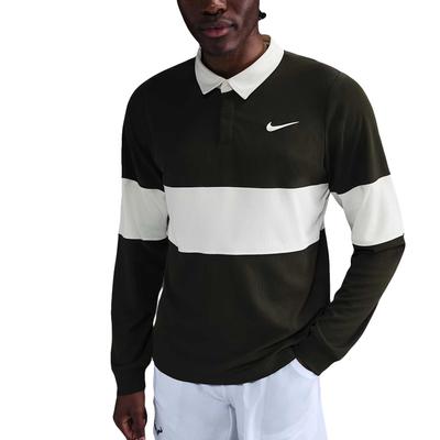 Court Slam Seria Dri-FIT ADV Moda Tenisowa Prosty Męski Polo z Długim Rękawem Koszulki IB8141-355