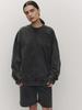 Trendiges Amerikanisches Retro Schwarzes Distressed Rundhals-Sweatshirt – Lockere Passform, Street Style, Einfarbig, Perfekt für Frühling & Herbst