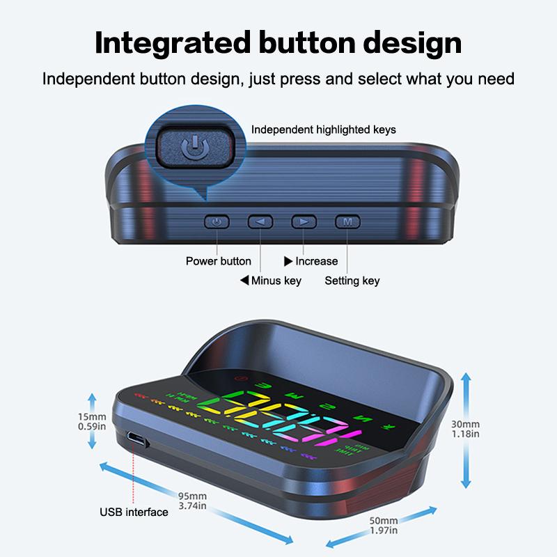 Speed Hud Windshield Projector Gps Compass Speedometer Head Up Display Usb Power Supply Atmosphere Lamp For Truck Vehicles