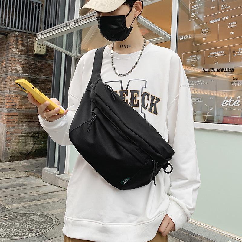 Large Capacity Unisex Crossbody & Waist Bag - Japanese Style, Solid Color, Trendy Hong Kong Street Design