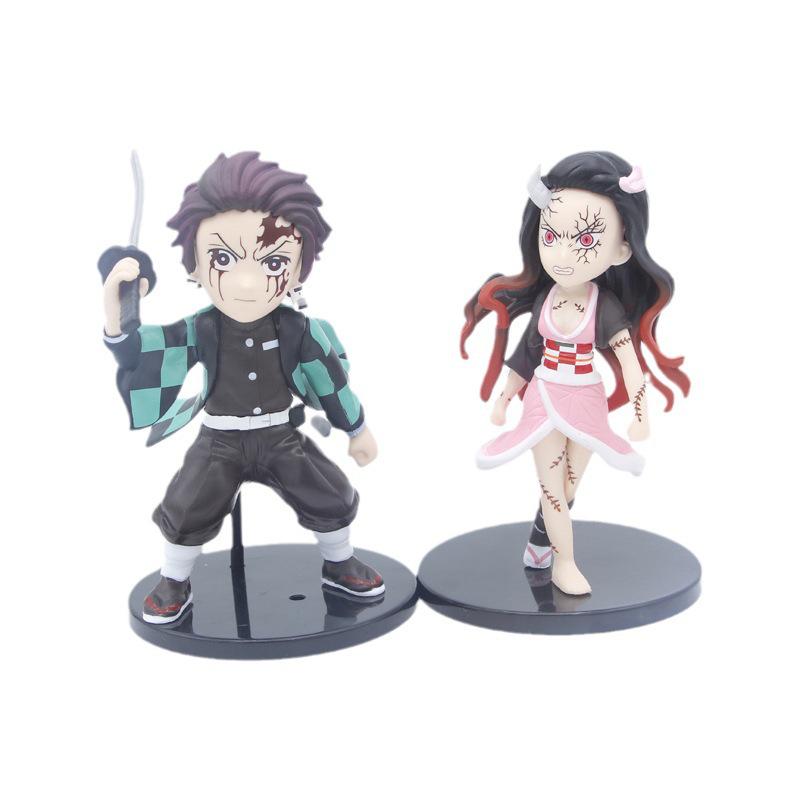Q Version Demon Slayer Figures - Tanjiro, Nezuko & Zenitsu Ornaments In Sitting, Standing, or Kneeling Poses