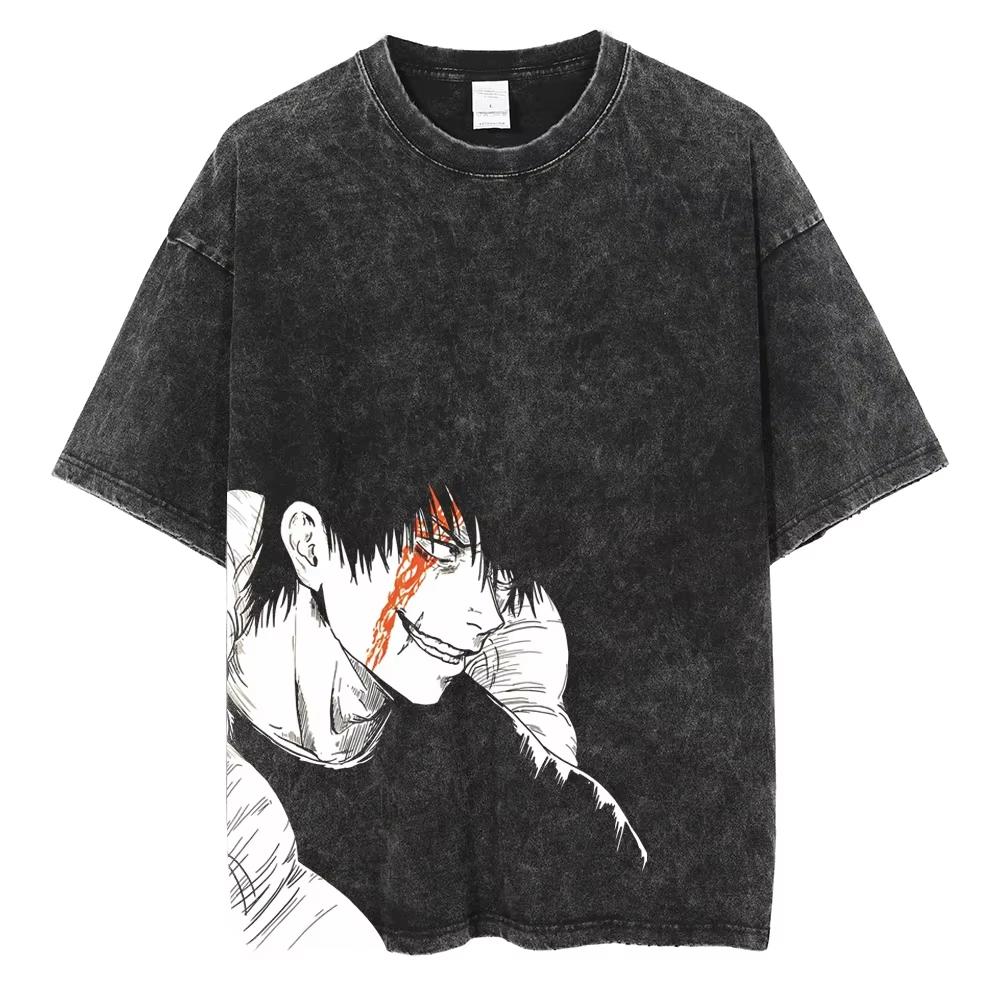 Anime Jujutsu Kaisen Fushiguro Toji Printed T Shirt Men Women Manga Tshirts Washed Cotton Tshirt Harajuku Unisex Tee Streetwear