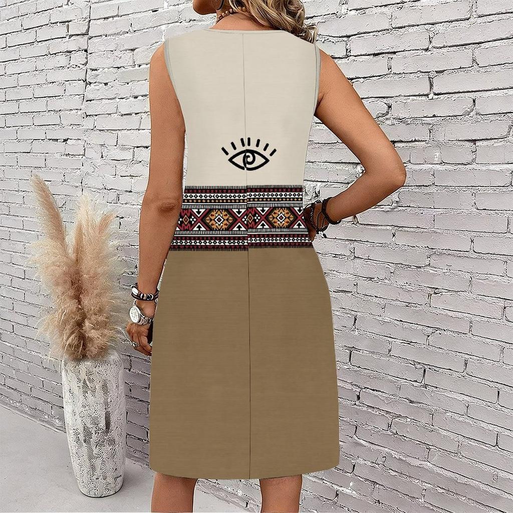 Plus Size V Neck Sleeveless Quiet Bamboo Grove Scenic Print For Leisure Holiday Trip