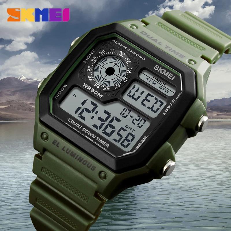 Skmei Fashion Men PU Strap Multifunction Waterproof Watches Alarm Male Digital Watch Reloj Hombre Outdoor Sport Watch 1299