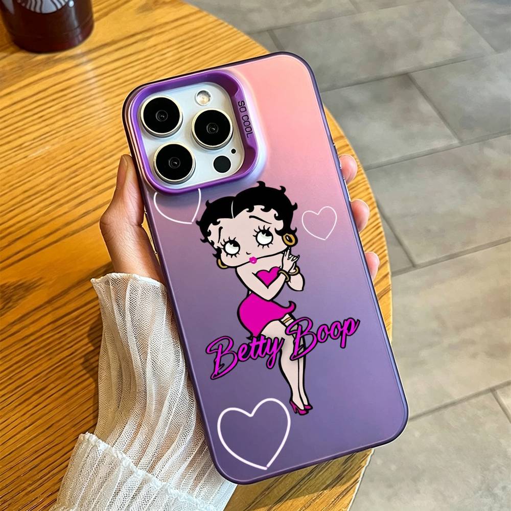 B-Betty Cute B-Boop Phone Case For iPhone 17,16,15,14,13,12,11 Plus,Pro Max,XS,Colorful Silver Purple Cover iPhone16