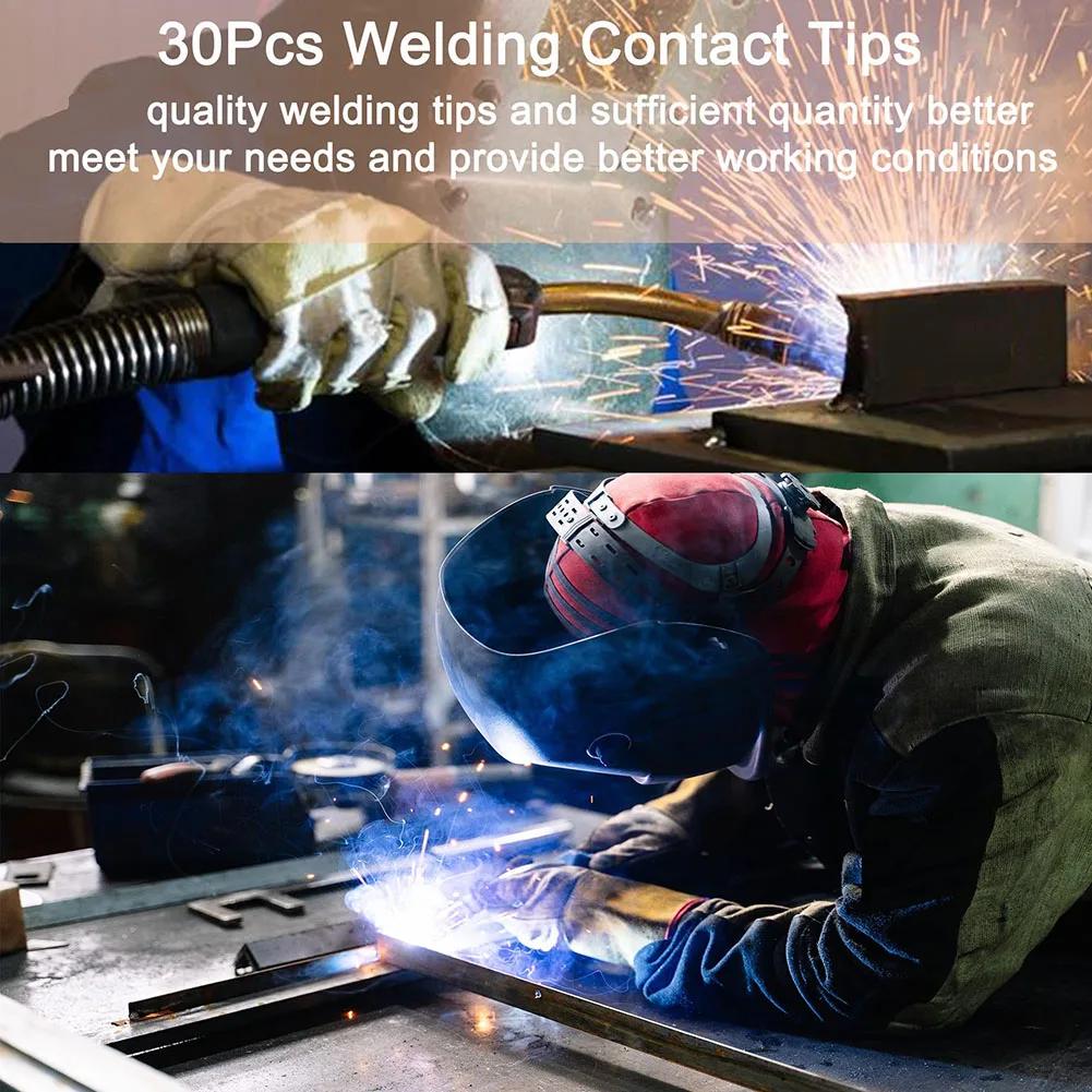 30pcs Welding Tips For Mig Welding Contact Tips 0.035"/0.9mm Copper Welder Tips For 15AK Accessories