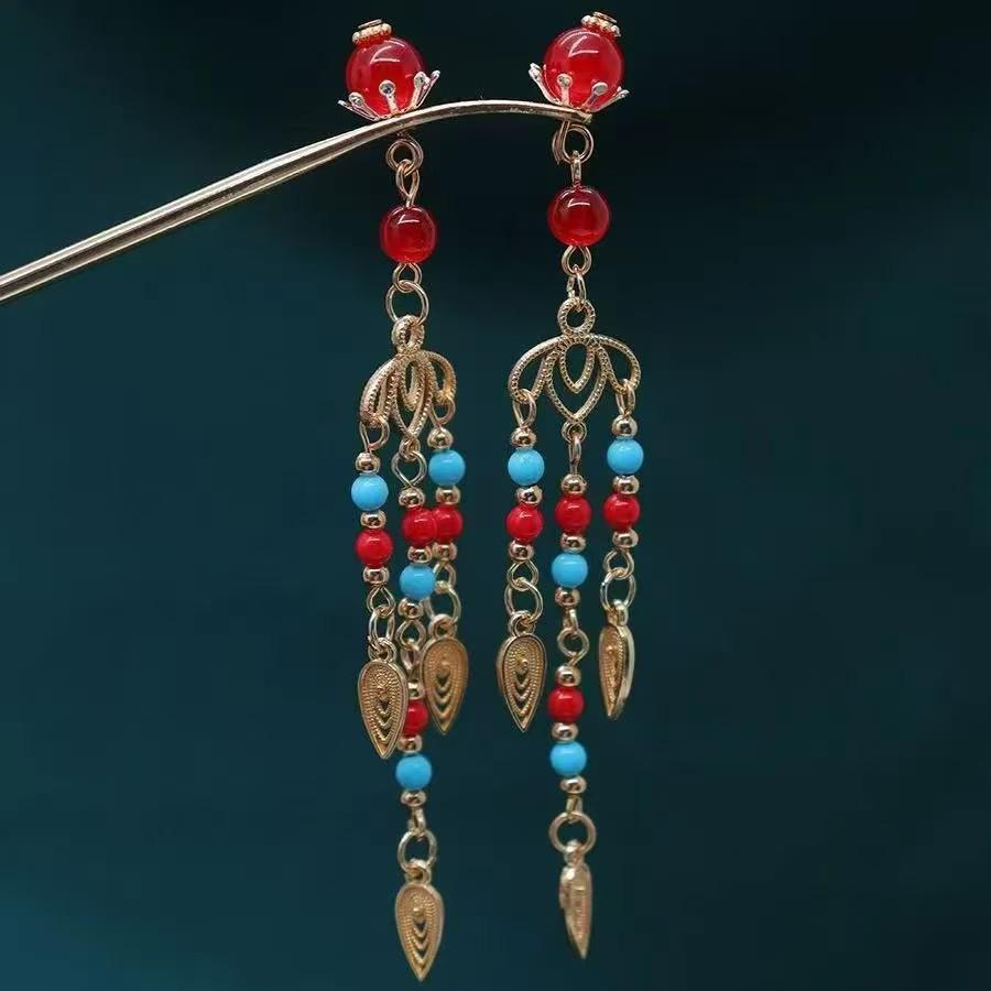 Handmade Hanfu-Inspired Ethnic Hairpins with Tassels